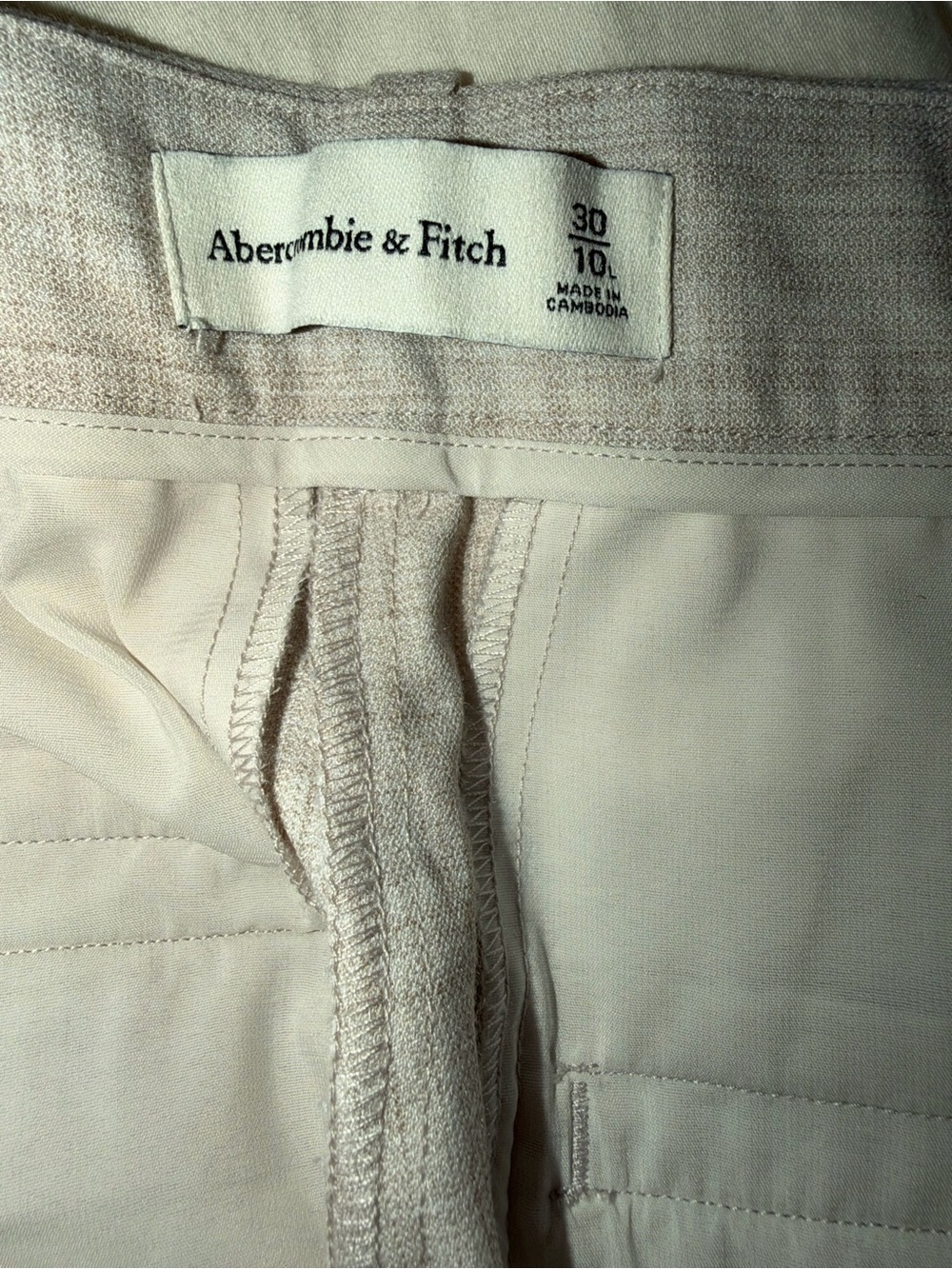 Abercrombie & Fitch Light Beige Tailored High-Waist Trousers - Picture 5 of 5